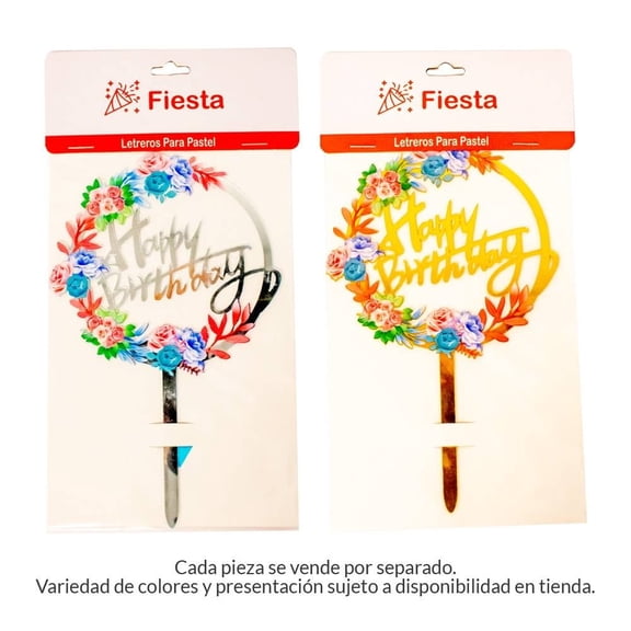 Letrero Prichos Fiesta para Pastel Diseño Happy Birthday Varios Modelos 1 Pieza