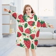 thumbnail image 5 of Dailycode Wearable Blanket Hoodie Oversized Sherpa Flannel Blankets with Pocket for 3-14 Year Old Strawberries Fruit and Leaf, 5 of 7