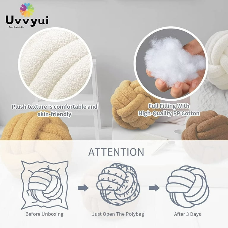 Uvvyui Knot Pillow Ball, Soft Ivory Home Decor Knotted Pillows, Handmade  Round Plush Throw Pillow, Aesthetic & Cute Large Decorative Pillows for  Bed