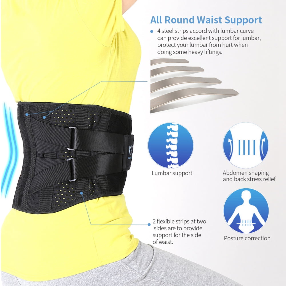 WALFRONT Adjustable Lumbar Support Belt Lower Back Brace Posture ...