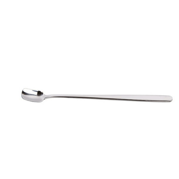 1 pieza Cuchara Cuadrada Acero inoxidable Mango largo Cuchara de té Café Leche Cucharas de té Parfait Cuchara de helado (Plata)