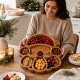 thumbnail image 7 of Santa Claus Serving Platter with Divided Tray, Snack & Dessert Wooden Food Tray, Cute Charcuterie Board for Holiday Parties, Cheese, Fruits, Candy Display,Christmas Decor(C), 7 of 7