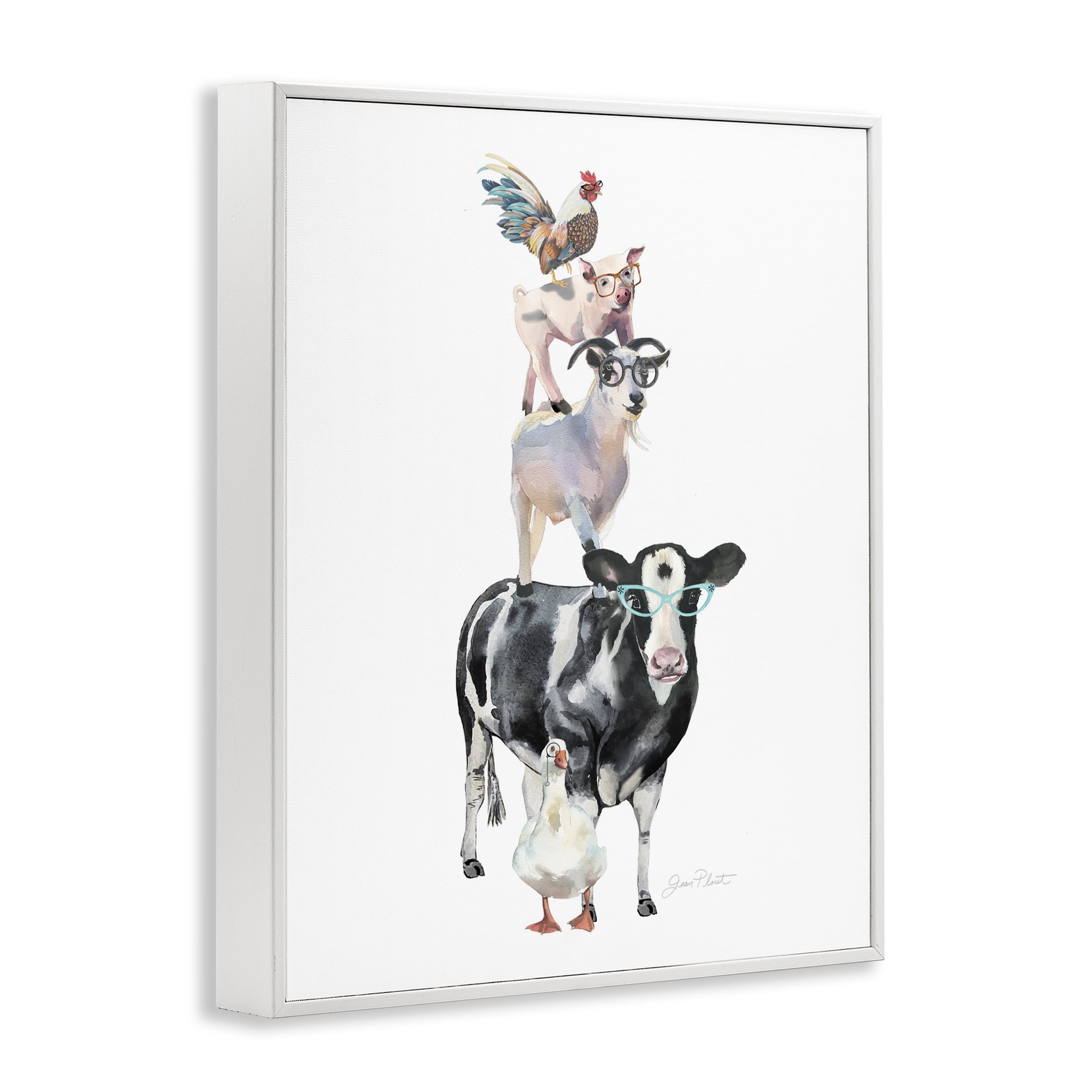Farm Animal Family White Framed Giclee Art, design by Jean Plout