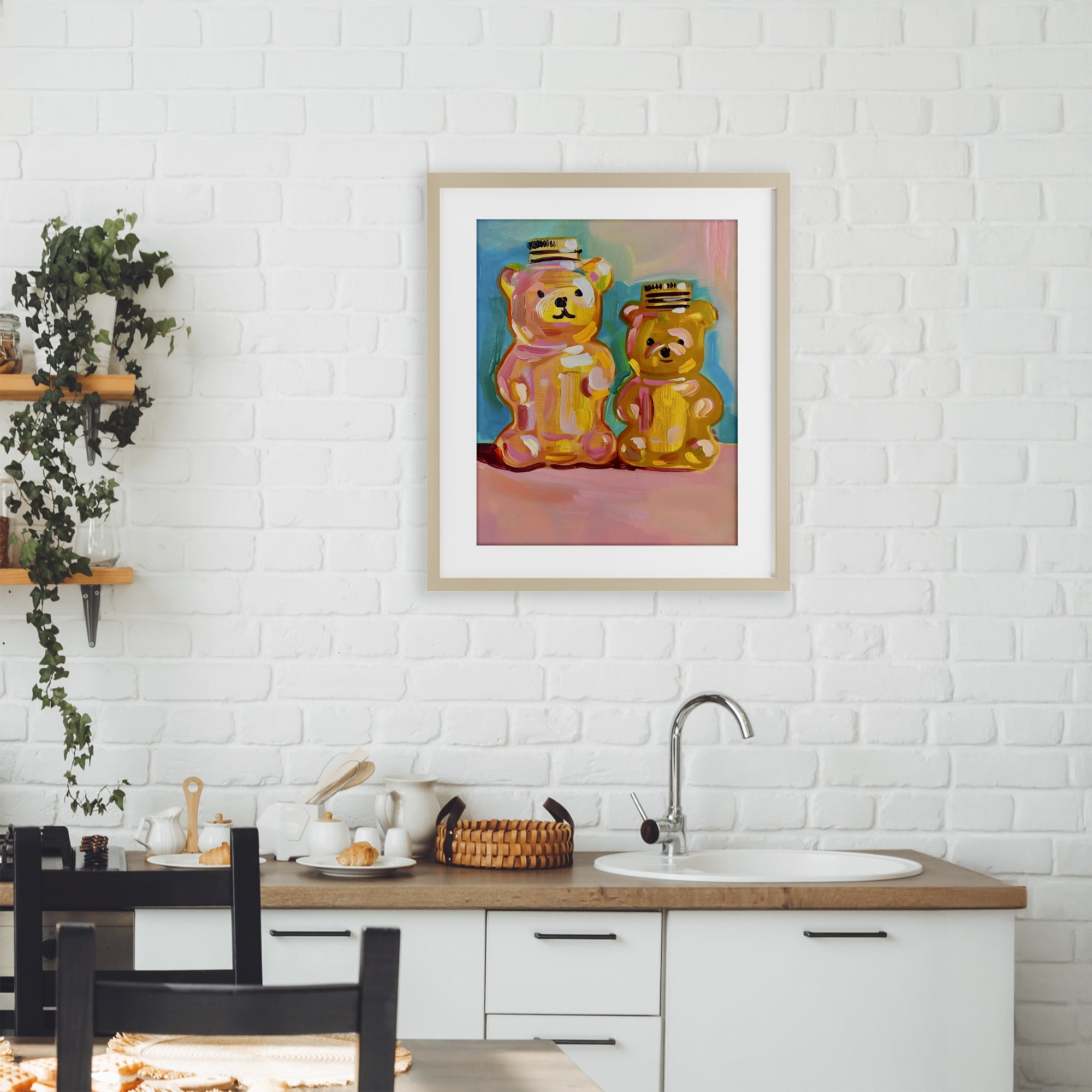 Stupell Industries Joyful Honey Bears Duo Birch Framed Print Under Glass, design by The Prints Vibe