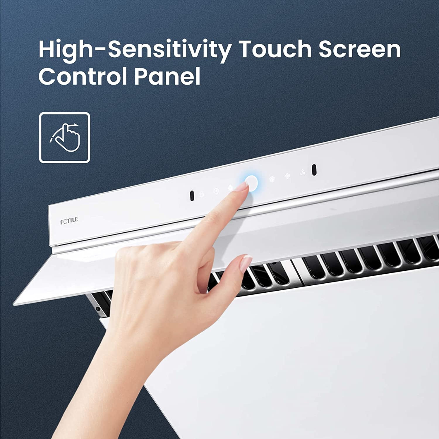 FOTILE inclined  Vent Series 30" 1000 CFM Under Cabinet or Wall Mount Range Hood with 2 LED Lights, Motion and Touch Activation in White Tempered Glass