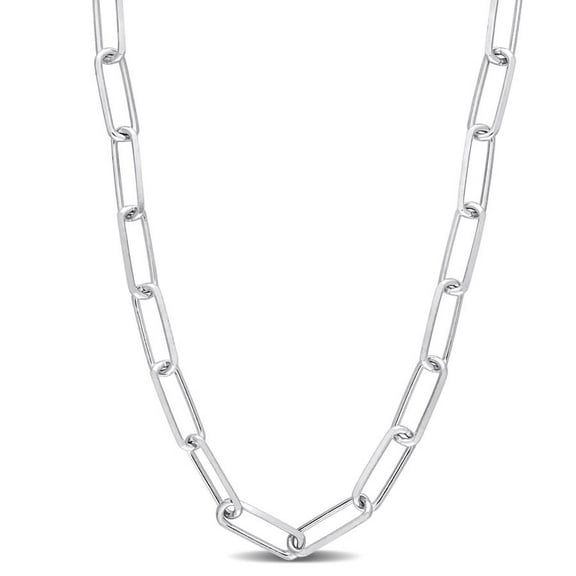 AMOUR 5mm Diamond Cut Paperclip Chain Necklace In Sterling Silver, 24 In