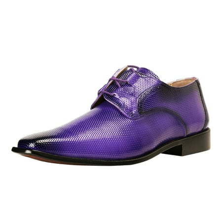 LIBERTYZENO Men s Classic Formal Oxford Shoes Lace up Leather Dress Shoes  Purple