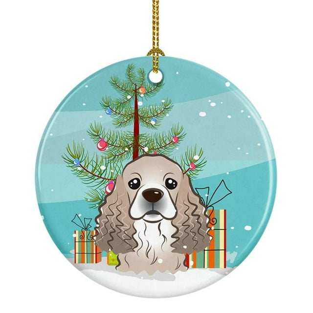 Carolines Treasures BB1588CO1 Christmas Tree & Cocker Spaniel Ceramic Ornament