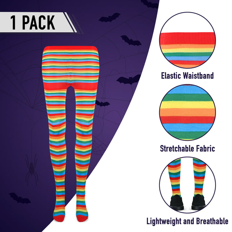 Skeleteen Colorful Rainbow Striped Tights - Striped Nylon Clown Stretch  Pantyhose LGBT Stocking Accessories for Every Day Attire and Costumes for  Teens and Children 