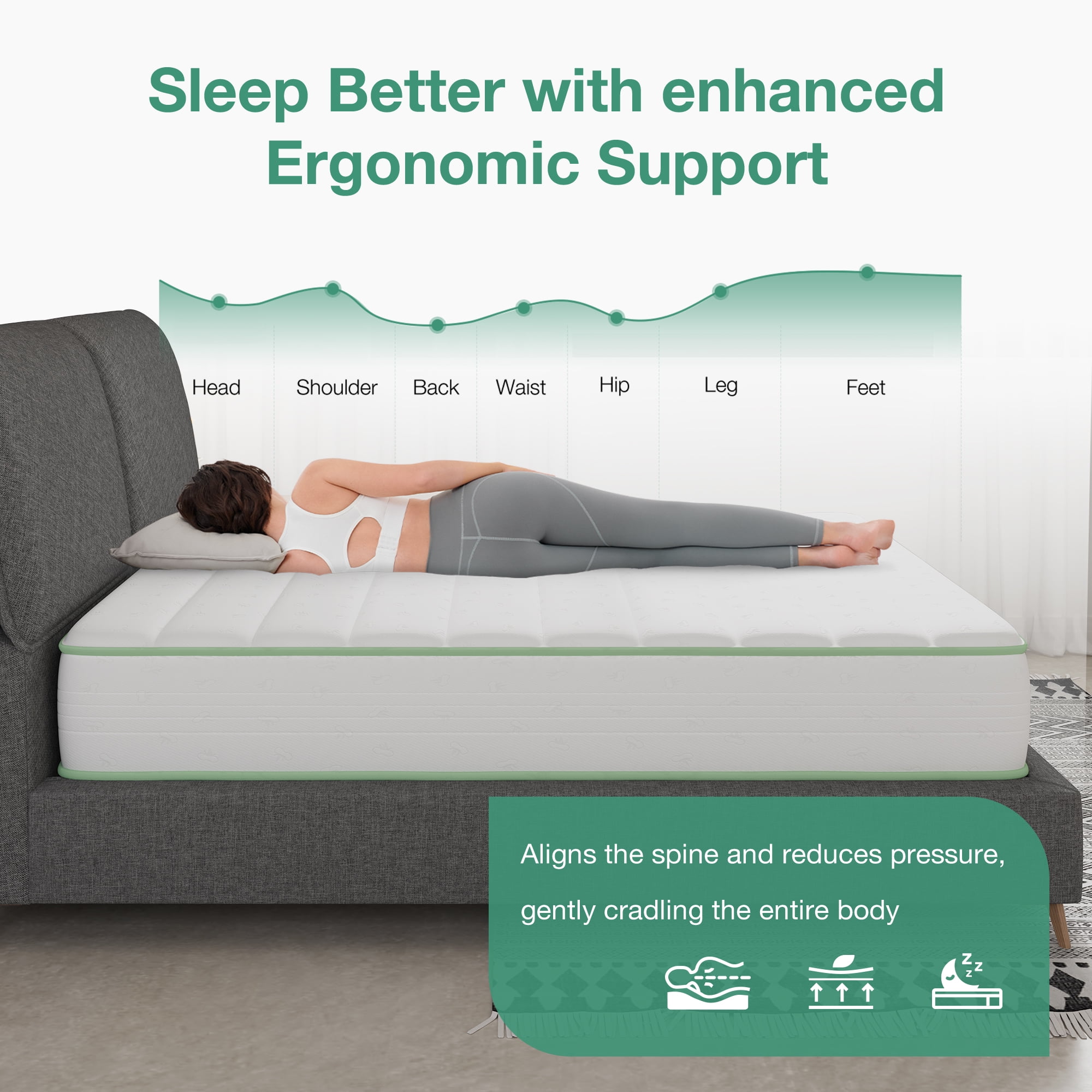 Novilla Snowfall 6 inch Twin Size Mattress in a Box, Hybrid Medium Support Mattresses, Pocket Spring and CertiPUR-US, Pressure Relief & Motion Isolation
