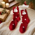 thumbnail image 3 of Women's Christmas Fuzzy Socks with Santa Face and Dots, Cozy Feather Yarn Crew Socks, Red White Holiday Sleep Socks for Christmas Stocking Stuffers, Gag Gifts and Fun Holiday Gifts, 3 of 5