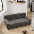 thumbnail image 3 of Dog Sofa for Large Dogs, Orthopedic Pet Couch with Backrest and Armrests, Soft Linen Pet Bed for Medium Dogs, Modern Rectangular Pet Furniture, Dark Gray, 3 of 10