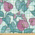 thumbnail image 2 of Ambesonne Tropical Fabric by the Yard Upholstery, Anthurium Flowers Leaves, 10 Yards, Pink and Pale Blue Grey, 2 of 5