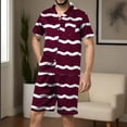 thumbnail image 2 of YABCSAZ Mens Pajama Set Short Slevee V Neck Striped Button Down Shirt Tops and Wide Leg Bermuda Shorts Summer Casual Loose Fit Sleepwear Outfits Home Lounge Set, 2 of 4