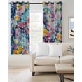 thumbnail image 2 of Spring Floral Kitchen Curtains Modern Oil Painting Abstract Art Cafe Short Curtains for Bathroom Blackout Window Curtain Grommet Small Window Treatment Tier Drapes for Bedroom Living Room 52"x45"x2, 2 of 9