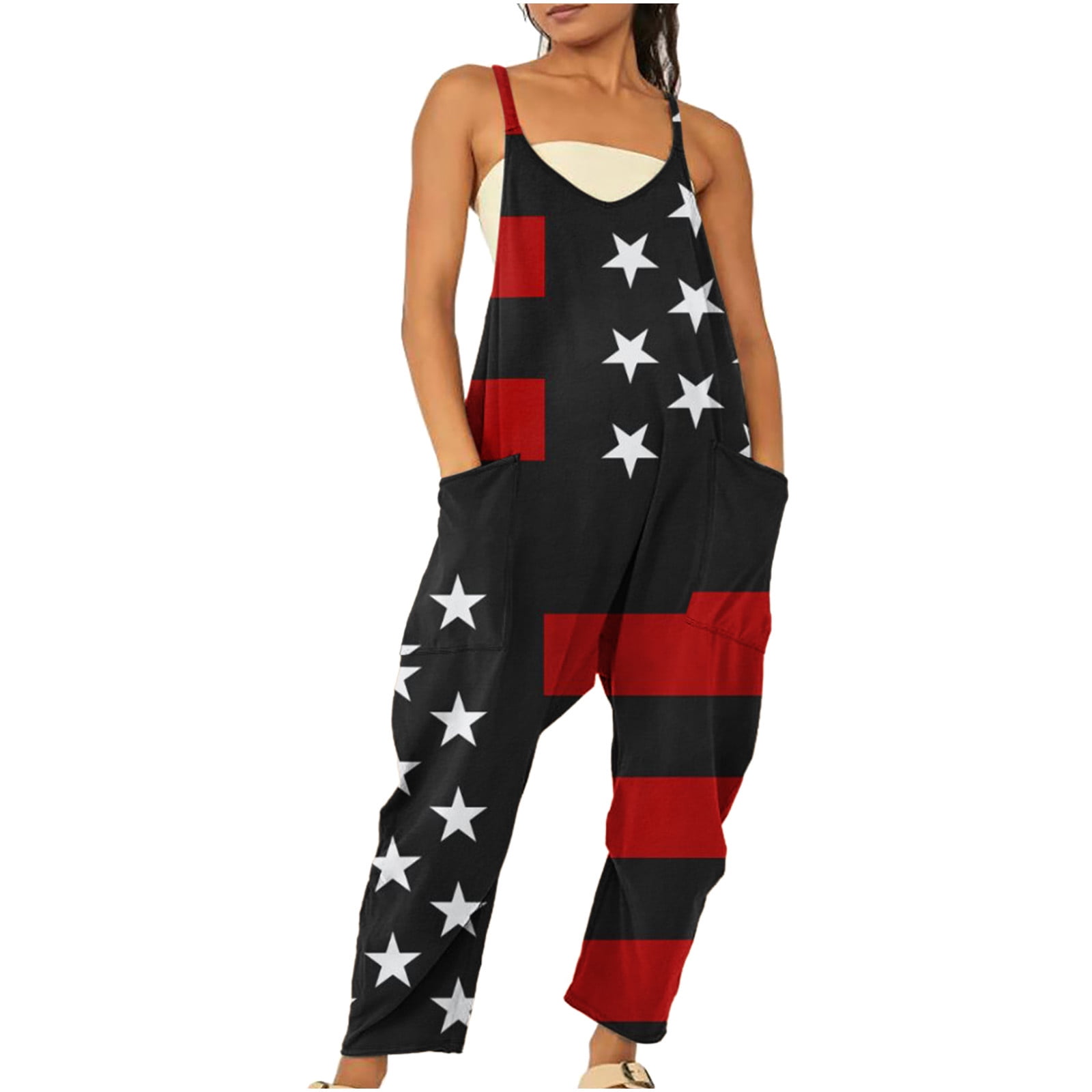 Jumpsuits for Women USA Flag,Women's Overalls,Overalls for Women Loose