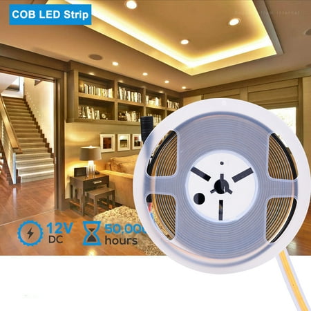 

RisingPro DC Plug COB LED Strip Light 1-5M Uniform Glow COB Bendable Tape Light 224LEDs/M 12V Warm White Natural White Cool White for Bedroom Cabinet Bookcase