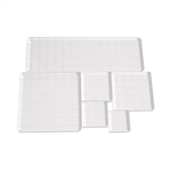 6 Pieces Stamp Blocks Acrylic Clear Stamping Tools with Grid Lines for Scrapbooking Crafts Making