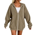 thumbnail image 6 of POROPL Womens Sweatshirts,Hoodies Corduroy Zip Up Hoodie Oversized Casual Long Sleeve Jacket with Pockets, 6 of 6