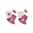 thumbnail image 2 of BemeyourBBs Infant Baby Girl Hunting Clothes Toddler Baby Girls Summer Clothes 2 Pieces Outfit Bow Printed T Shirt with Jungle Camo Bell Bottom Flare Pants Set Headband, 2 of 9