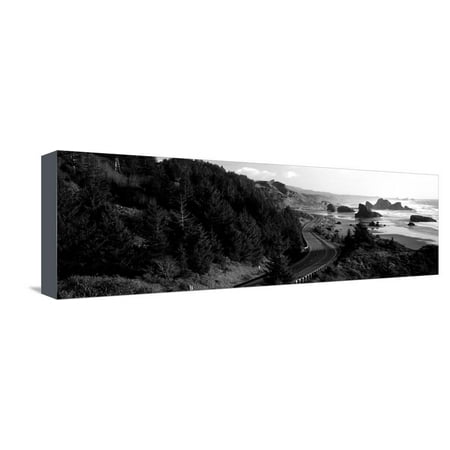 Highway Along a Coast, Highway 101, Pacific Coastline, Oregon, USA Stretched Canvas Print Wall Art By Panoramic