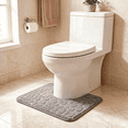 thumbnail image 5 of Bathroom Rugs Sets 2 Piece , Minimalist, Non Slip Washable Bath Mat and U-Shaped Toilet Rug (Light Gray), 5 of 7