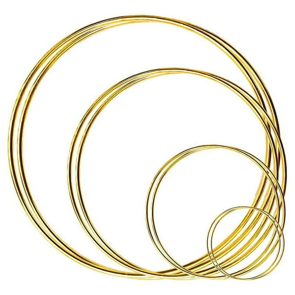 TOP! 8pcs Metal Floral Hoop Wreath-Macrame Gold Rings for Wedding Decor and DIY Dream Catcher Wall Hanging Crafts