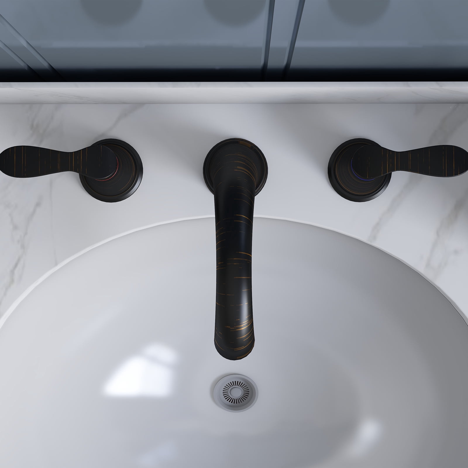 Bathroom Faucet 3 Hole, 8" Widespread Bathroom Faucets for Sink 3 Hole Brushed Nickel with Pop-Up Drain, CUPC Hose Water Supply Lines-Oil Rubbed Bronze (2pcs)