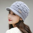 thumbnail image 3 of Holzlrgus Women's Visor Beanie Trendy Warm Hat Winter Wool Lined Elastic Knitted Hat, 3 of 7
