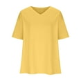 thumbnail image 5 of RQYYD Women's Plus Size V Neck T Shirts Summer Half Sleeve Oversized Tees Casual Loose Fit Tunic Tops, 5 of 6