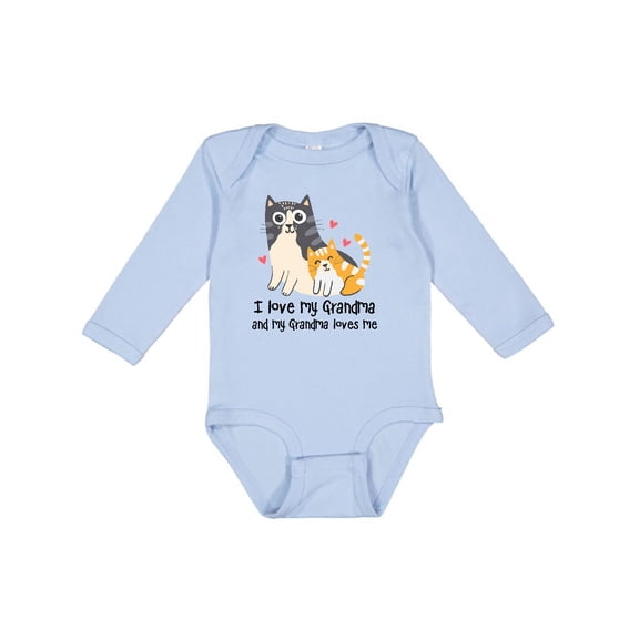 Inktastic I Love My Grandma Loves Me Cat Boys or Girls Long Sleeve Baby Bodysuit