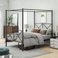 thumbnail image 2 of Metal Canopy Bed Frame, Platform Bed Frame with X Shaped Frame, 2 of 5