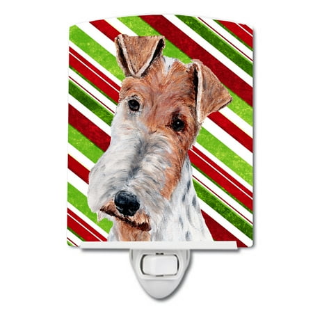 

Caroline s Treasures SC9796CNL Wire Fox Terrier Candy Cane Christmas Ceramic Night Light 6x4x3 multicolor