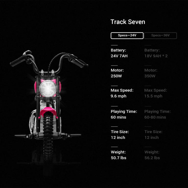 Track 7 24V Electric Dirt Bike for kids, 250W Ride on