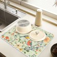 thumbnail image 2 of Yayeee Dish Drying Mat for Kitchen Counter 18" x 24" Microfiber Super Absorbent Coffee Decorative Pad, Green Floral Pattern, 2 of 9