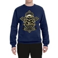 thumbnail image 2 of Wild Bobby, Brotherhood Biker Motorcycles Cross and Skull Pop Culture Unisex Crewneck Graphic Sweatshirt, Navy, X-Large, 2 of 3