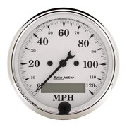 Autometer 1688 Old-Tyme White Speedometer 3-1/8, 120 MPH , Electric Programmable W/ Lcd Odometer