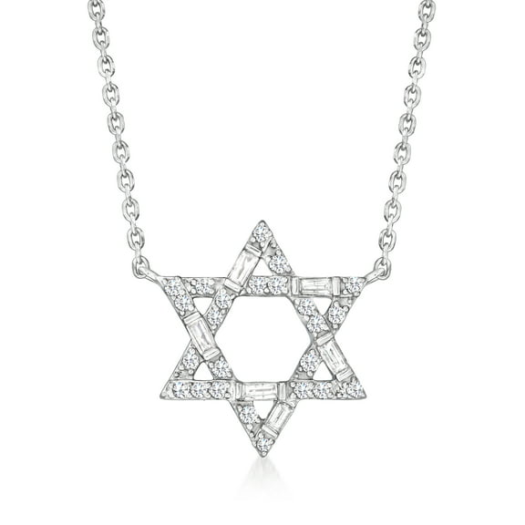 Ross-Simons 0.25 ct. t.w. Diamond Star Of David Necklace in Sterling Silver, Women's, Adult