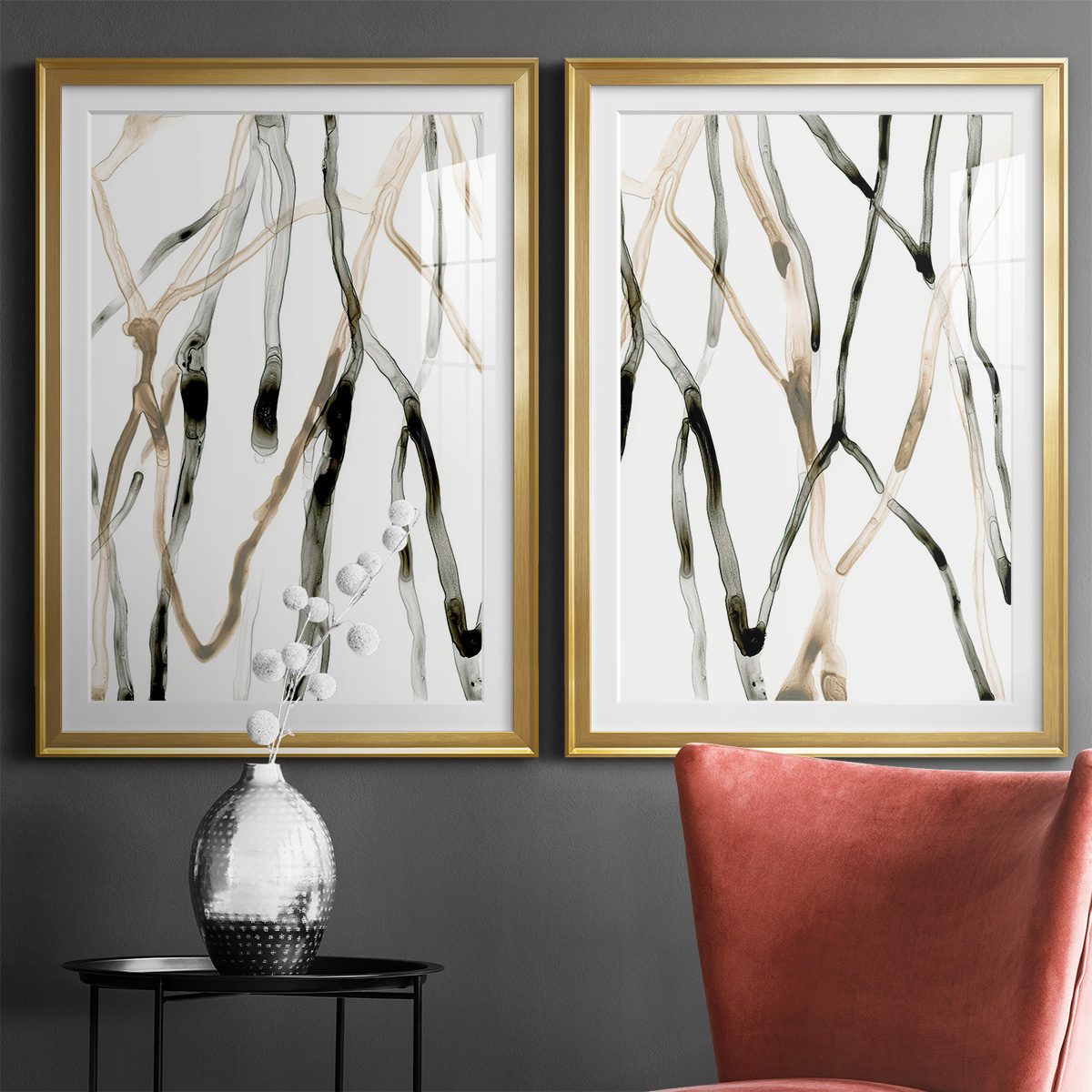 Wexford Home Runnel XI Premium Framed Print, 26.5" x 36.5" - Ready to Hang, Gold (Set of 2)