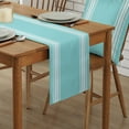 thumbnail image 2 of Ldtrchee Aqua Striped Table Runner 72 Inches, Luxurious White Stripes Modern Abstract Art Bed Runner Dresser Scarves Tabletop for Indoor Outdoor Parties/Ceremony/Banquet, 18" x 72", 2 of 8