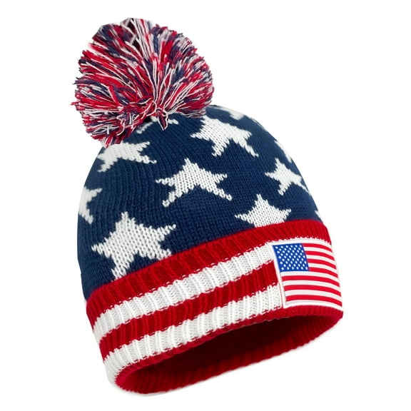 Icon Sports USA Winter Soccer Beanie, Acrylic, Red White Blue, Adult