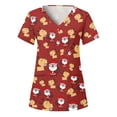 thumbnail image 1 of LSLJS Christmas Scrub Tops Women Plus Size Printed V-Neck Tee Shirts Work Scrubs Blouse Tops, Christmas Scrub Tops, 1 of 4