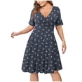 thumbnail image 5 of TopLLC Robe d'Été Formelle pour Femme Grande Taille à Manches Courtes, Col en V, Florale, Courte, Robe de Soirée, 5 of 5
