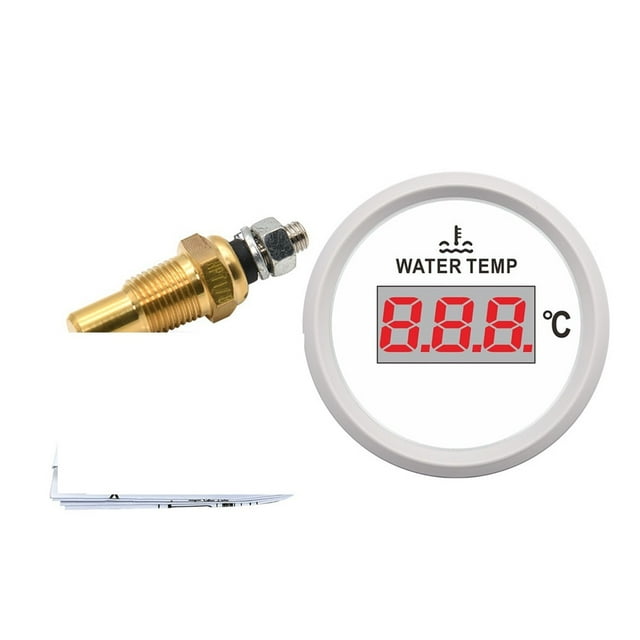 52mm Car Truck Boat Water Temp Gauge Temperature Sensor 40-120 Celsius Boat Car Digital Water Temp Meter With Red Back Light ,High Sensitivity & Precision