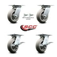 thumbnail image 2 of 6 Inch Thermoplastic Rubber Swivel Caster Set 2 Swivel Locks 2 Brakes SCC, 2 of 2
