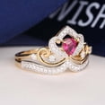 thumbnail image 3 of HeartsAndYou 3ct Natural Pink Ruby Engagement Ring 14k SOLID Yellow Gold Queen Crown Bridal, 3 of 9