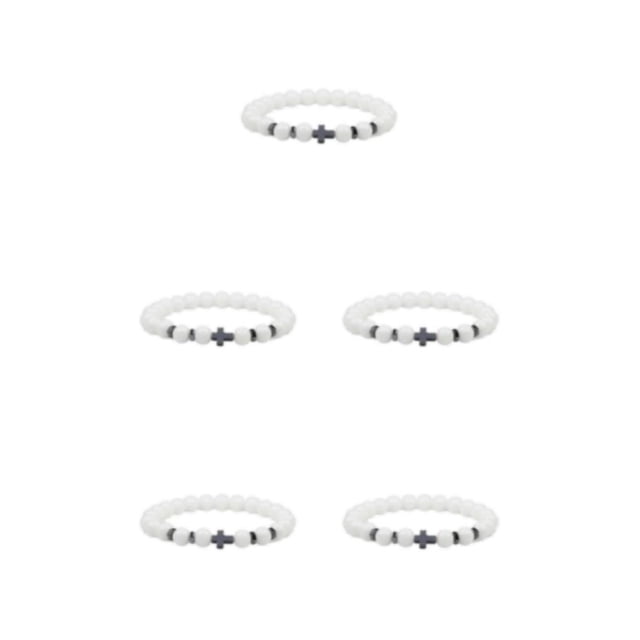 Justharion Unique Eye-catching Beaded Bracelets For Individual Style Easy Matching porcelain white 5Set