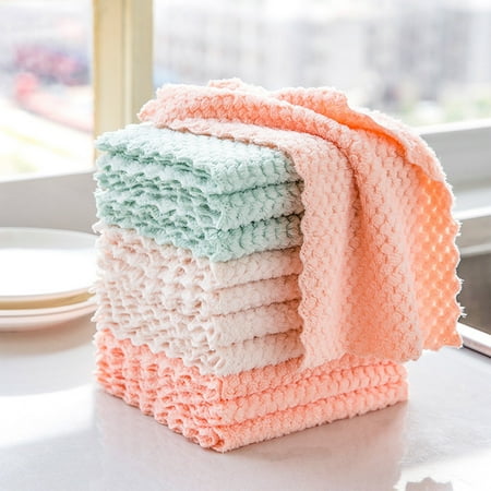 

3 Packs 10Pcs Double Sided Thickened Cleaning Cloths 9.84x9.84in Super Absorbent Lint Free Reusable Kitchen Towels Dishcloths for Countertops Dishes Car Glass Mirror Household Cleaning Multicolor