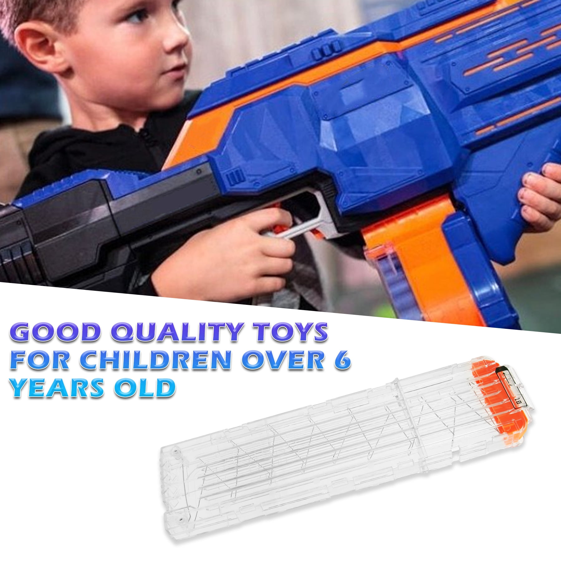 BOROLA 2 Pack 18-Darts Quick Reload Magazine Clips Compatible for NERF Elite Blasters Soft Dart Clip for Toy Gun(Transparent)
