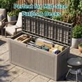 thumbnail image 2 of MINDYES 70 Gallon Resin Deck Box, Patio Cushions, Wicker Outdoor Storage Box Pool Toys & Garden Tools, Beige, 2 of 8
